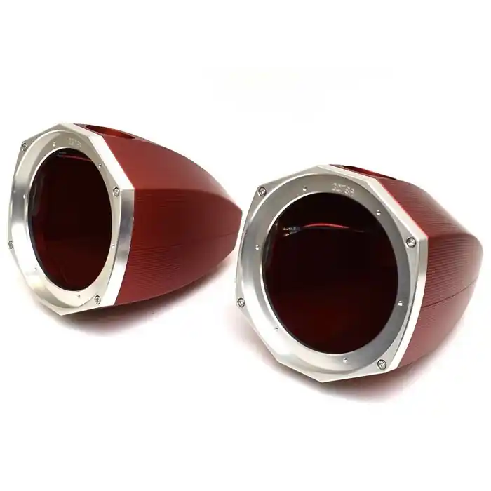 Free Shipping MasterCraft Boat Speaker Cans 404842 | w/ Lights Red Anodized 8.5 Inch (Pair)