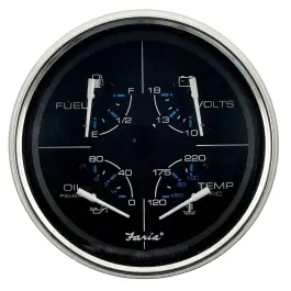 Chesapeake Black Stainless Steel 4-in-1 Multifunction Gauge | Faria 33762 Fast Shipping