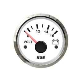 Instant Buy Sea V White Face Stainless Bezel Voltmeter Gauge | KUS JMV00046