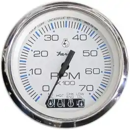 Chesapeake White Stainless Steel 7000 RPM Outboard Tachometer with System Check | Faria 33850 Trending