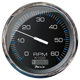 Chesapeake Black Gasoline Inboard Tachometer with Hourmeter - 6000 RPM | Faria 33763 Get Yours