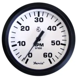 Must Have Euro White 6000 RPM Inboard Tachometer | Faria 32904