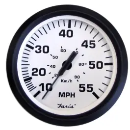 Place Order Euro White Mechanical Speedometer, 10-55 MPH | Faria 32909