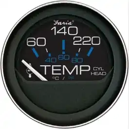Coral Outboard Cylinder Head Temperature Gauge with Sender | Faria 13009 Instant Buy