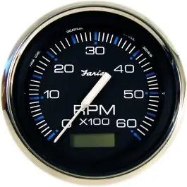 Money Back Guarantee Chesapeake Black SS 6000 RPM Inboard Tachometer with Hourmeter | Faria 33732
