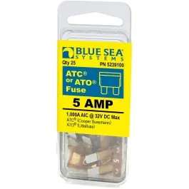 Wholesale 5 amp ATO/ATC Fuse, 25 pack | Blue Sea 5239100