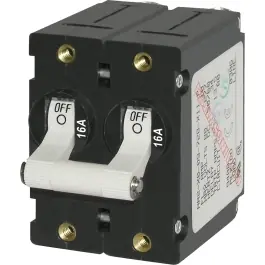 Limited Time A-Series White Toggle Circuit Breaker - Double Pole 16A