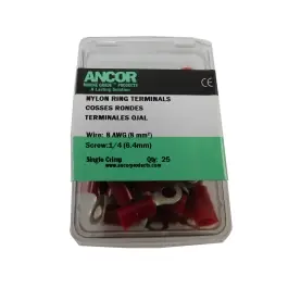 8 AWG 1/4 inch Nylon Ring Terminal, Pack of 25 | Ancor 210234 Discount