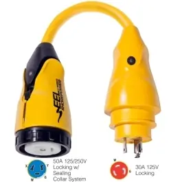 Must Have Pigtail Power Adapter, 30 Amp Male to 50 Amp 125/250 Volt | Marinco P30-504