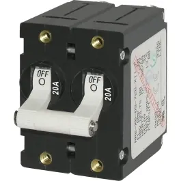 A-Series White Toggle Circuit Breaker, Double Pole 20 amp | Blue Sea 7260 Money Back Guarantee