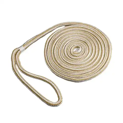 Custom Cordage Double Braid Dock Line - Gold and White Free Delivery