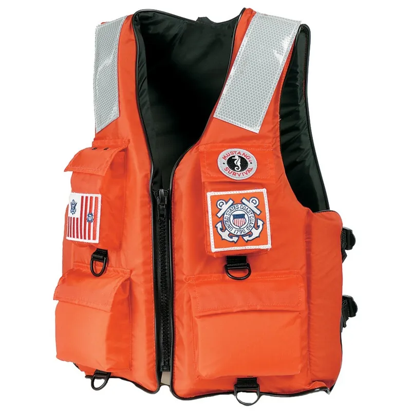 Mustang MV3128T2-2-S-216 4-Pocket Flotation Vest - Orange - Small Buy Direct