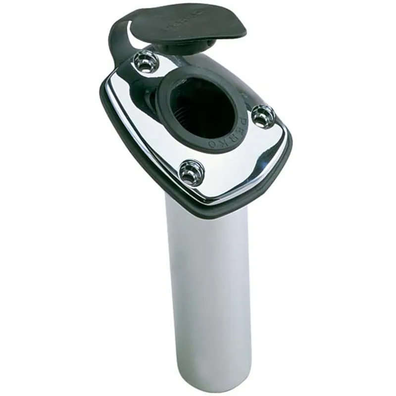 Perko Angled Flush Mount Chrome Fishing Rod Holder, Gunwale Mount Free Returns