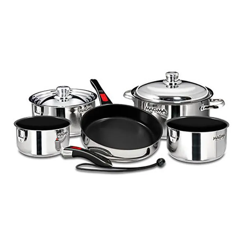 Hot Deal Magma 10 pc. Stainless Induction Cookware w/ Black Ceramica Non-Stick
