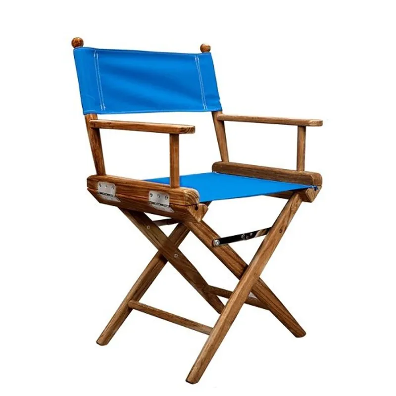 Whitecap Teak Director's Chair w/ Blue Seat Covers Fan Favorite