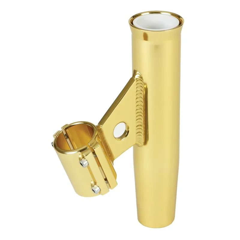 No Minimum Order Lee's RA5002GL Clamp-On Rod Holder - Gold Aluminum - Vertical Mount - Fits 1.315" O.D. Pipe