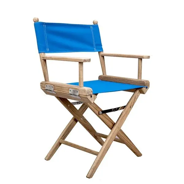 Whitecap Sanded Teak Director's Chair w/ Blue Covers Wholesale