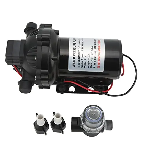 One Day Deal 12V Diaphragm Pump, RV Boat Pump, Self Priming DC Diaphragm Pump 12V 18.9LPM 5.0GPM Rated Flow with 15A Fus Auto Cut Off for RV Boat