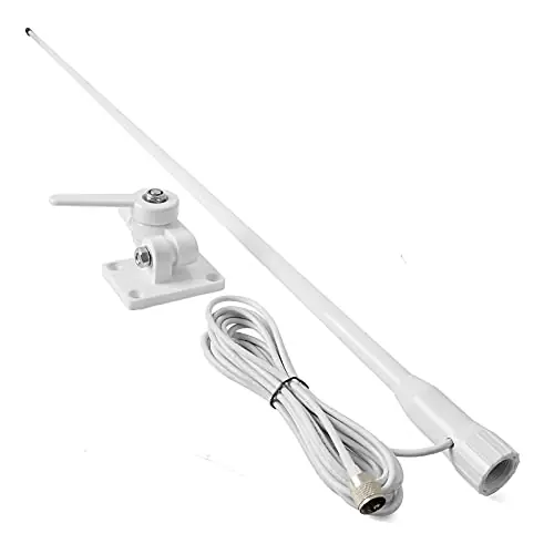 UAYESOK VHF Marine Base Antenna 48 Inch Fiberglass Waterproof Boat Antenna W/7m RG-58U Cable Adjustable Ratchet Fixed Mount Limited Edition