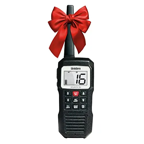 Limited Time Uniden Atlantis 155 Handheld Two-Way VHF Marine Radio, Floating IPX8 Submersible Waterproof, Dual-Color Screen, All USA/International/Canadian Marine Channels, NOAA Weather Alert, 10 Hour Battery