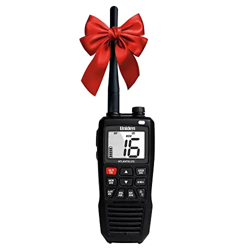 Uniden Atlantis 275 Handheld Two-Way VHF Marine Radio, Floating IPX8 Submersible Waterproof, Large Dual-Color Screen, 6-Watt, All USA/International/Canadian Marine Channels, NOAA Weather Alerts Sale