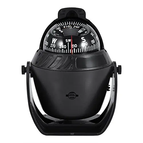 Same Day Shipping Boat Compass Pivoting Car Compass Dashboard Suction Electronic Navigation Ball Marine Compass with LED Light for Marine Boat Ship Truck Camping Hiking (Black)