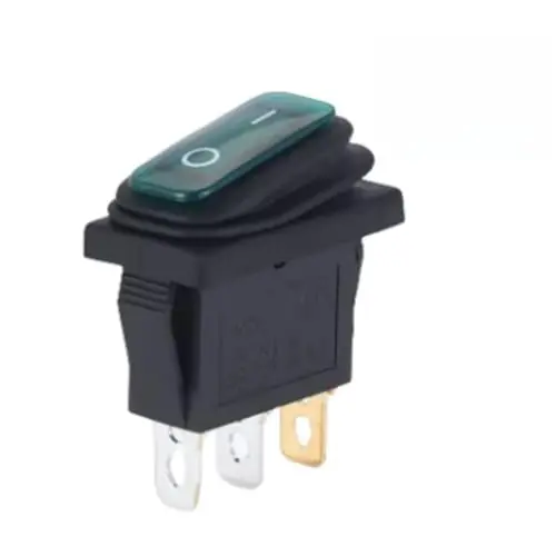(30pcs) Ship Type Switch Button Switch KCD3 3-pin 2-Speed Boat Shaped Rocker Power Button 250V 15A Waterproof and dustproof Switch Power Button Switch (Green with Light) Genuine