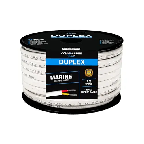 12/2 AWG UL 1426 (The Real Thing) Duplex Flat Marine Wire – Tinned Copper Boat Cable – Red/Yellow – 1000 Feet – White PVC Jacket Editor’s Pick