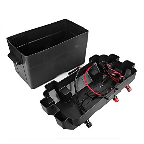 12V Battery Box Case with Built in Meter, Easy access Terminals, for Small boat Transom Applications Save Now