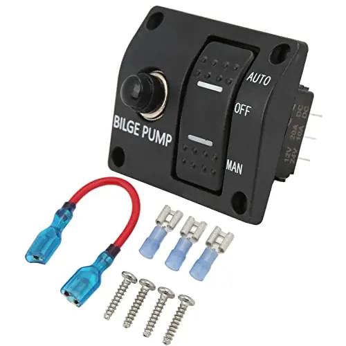 Best Seller 12V or 24V Bilge Pump Rocker Switch Universal, 3 Way Bilge Pump Switch Panel for Boat Yacht Built in 15A Circuit Breaker