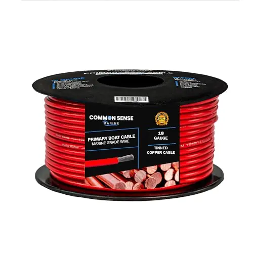 Trusted Brand 18 AWG UL 1426 (The Real Thing) Marine Wire – Tinned Copper Primary Boat Cable – 10 Feet – Red – Made in The USA