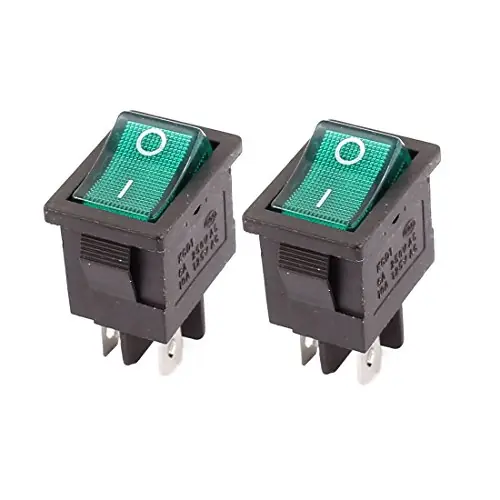 2 Pcs 125VAC 10A 250VAC 6A Green Light On-Off 2 Position DPST Boat Rocker Switch Flash Sale