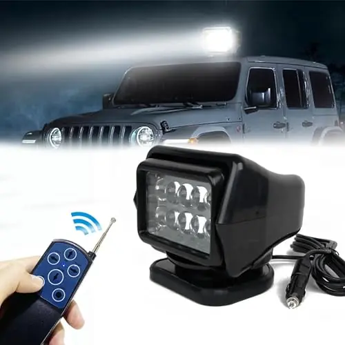 Viral 50W Led Search Light Marine, Portable Remote Control Truck Spotlight Control Searchlight 360 Degrees Rotating, Wireless Spotlight for Trucks Boat Home Camping SUV Off-Road