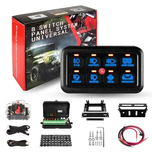 8 Gang Switch Panels Blue Light 12V 24V Control Box Touch Switch Panel ON-Off with Digital LED Display Waterproof Circuit Control for Modified Car Jeep Wrangler Truck ATV UTV Trending