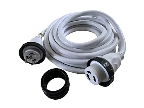Amp Up Marine & RV Cords 125v 30 amp x 25′ White Shore Power Boat Extension Cord, 25 ft – 22312 Hot Deal