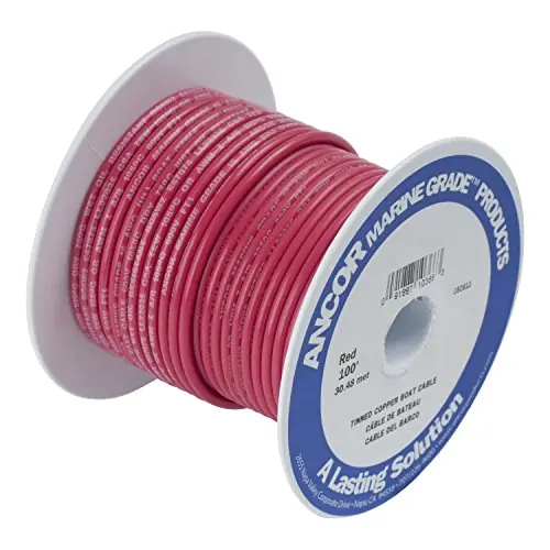 ANCOR MARINE GRADE 106802 Electrical Primary Tinned Copper Boat Wiring (12-Gauge, Red, 25-Feet) Editor’s Pick