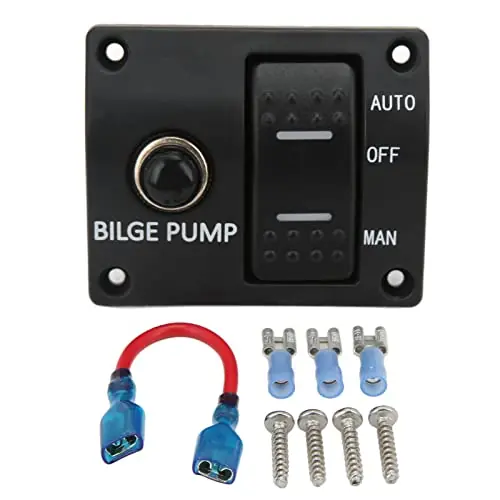 Aramox 3 Way Bilge Pump Switch Panel Rocker Panel Switch 12V 24V 15A Circuit Breaker for Yacht Accessory Time-Limited