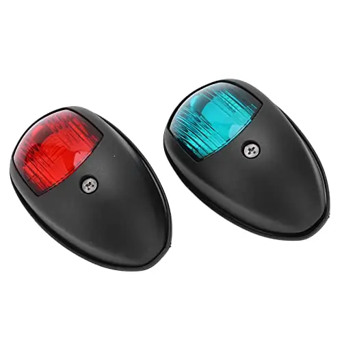 Astibym 2Pcs IP66 Marine Sailing Signal Light, DC 12V 3W LED Navigation Lamp Red Green Light for Yacht Boat(Black), Water Sports Fan Favorite
