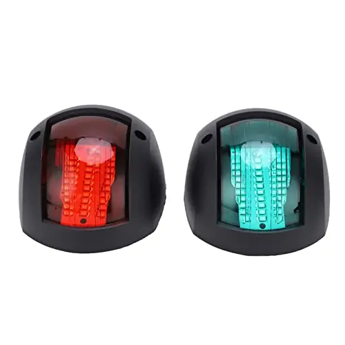 Top Rated Astibym 2Pcs Marine Boat Yacht Signal Light, LED Navigation Bow Lamp Red Green Ship Board Light for Sailing DC 12V‑24V 3W(Black), Water Sports