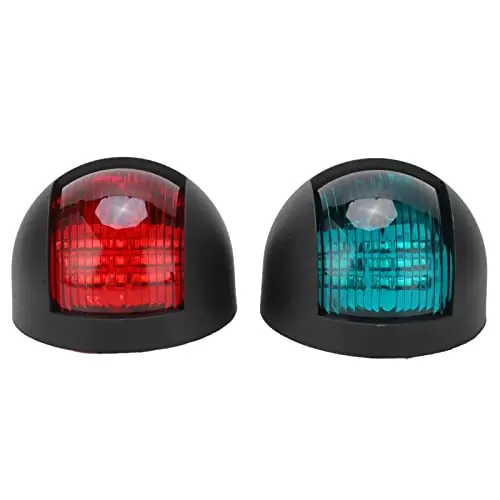 Original Astibym 2Pcs Yacht Signal Light, DC 12V‑24V 3W LED Navigation Lamp Red Green Light for Marine Boat, Water Sports