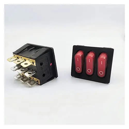 AttreX Rocker Switch On-Off KCD3 9Pin Red 16A/250V AC Light Boat Car Rocker Switch KCD3 Triple Light Switch Button KCD3-303 Switch Limited Edition