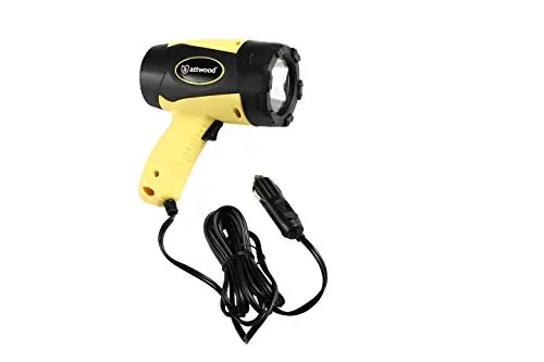 Attwood 11794-7 Portable 5W LED Emergency Spotlight 12V Adapter Plug, Safety Yellow/Black Premium