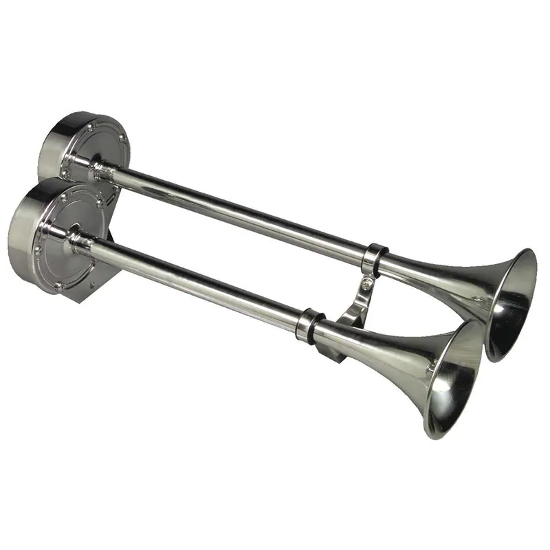 Schmitt Marine Deluxe All-Stainless Dual Trumpet Horn - 12V Limited Time
