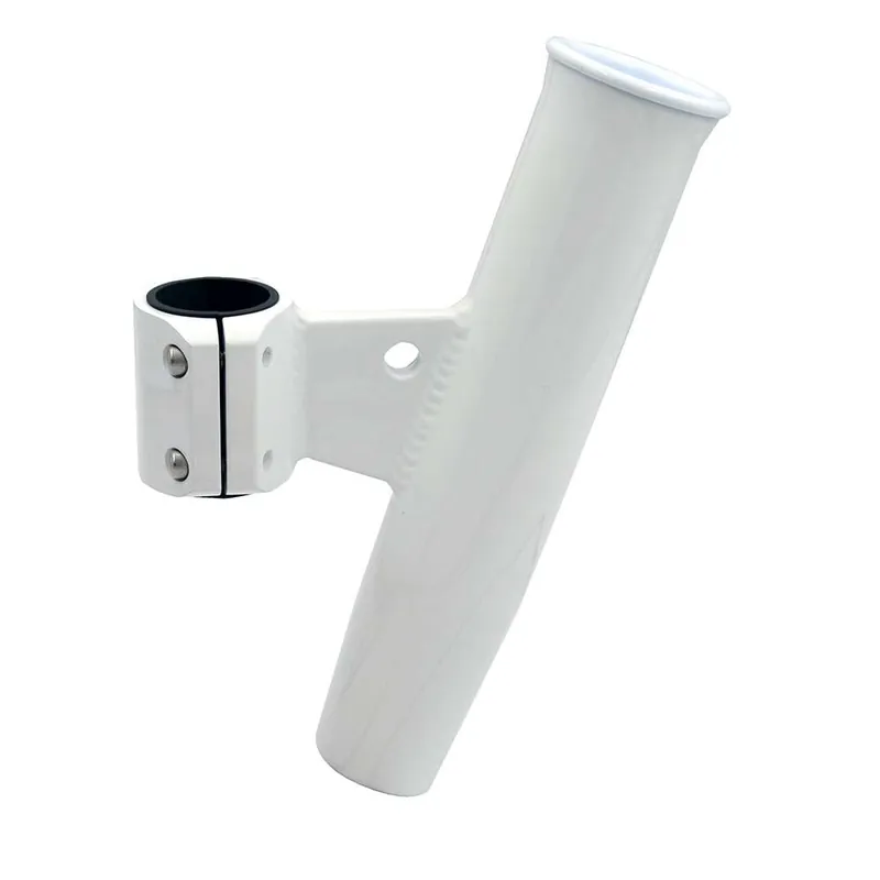 Crafted C.E. Smith Aluminum Vertical Clamp-On Rod Holder 1-2-3" OD White Powdercoat W-Sleeve