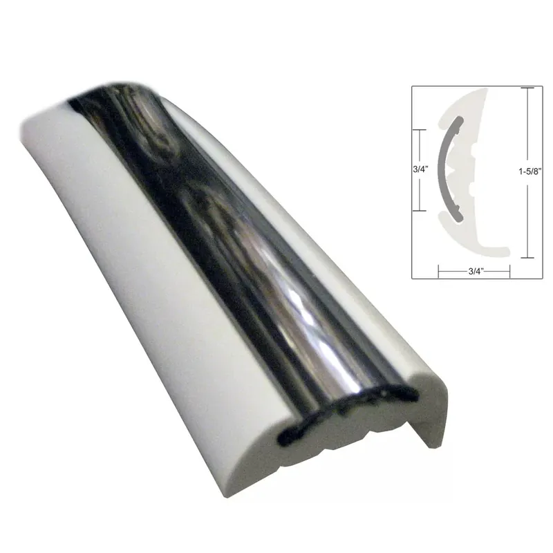 Direct From Manufacturer TACO Semi-Rigid Rub Rail Kit - White W-Flex Chrome Insert - 70'