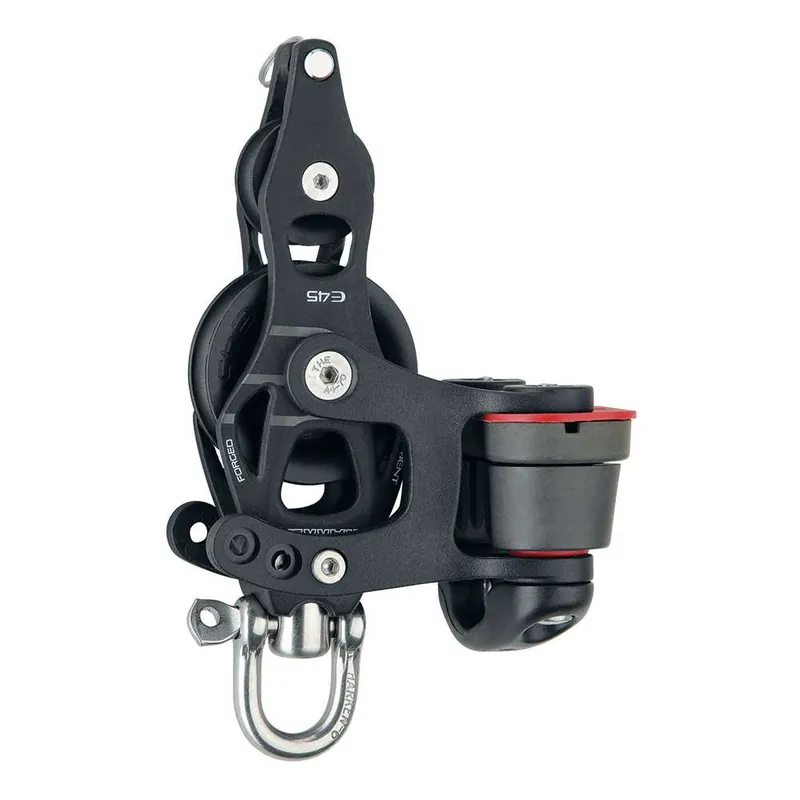 Best Choice Harken 45mm Single Aluminum Element Fiddle Block W-Swivel, Becket & 150 Cam Cleat