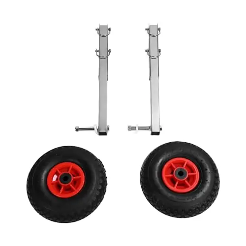 Low Price 2Pcs Boat Launching Wheels, 304 Stainless Steel 260 x 85mm Boat Transom Launching Wheel with Quick Release Pins, Large Load Capacity, for Inflatable Boat and Aluminum Boat