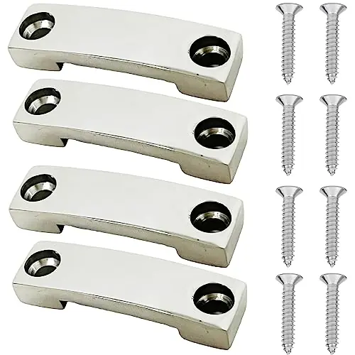 (4 Pack) 316 Stainless Steel Bimini Top Strap Pad Eye Footman’s Loop SS 316 Heavy Duty for Boat,Kayak,Camper,Truck Tie Downs,etc – Accommodating 1 inch (25MM) Wide Strap Through. Final Sale