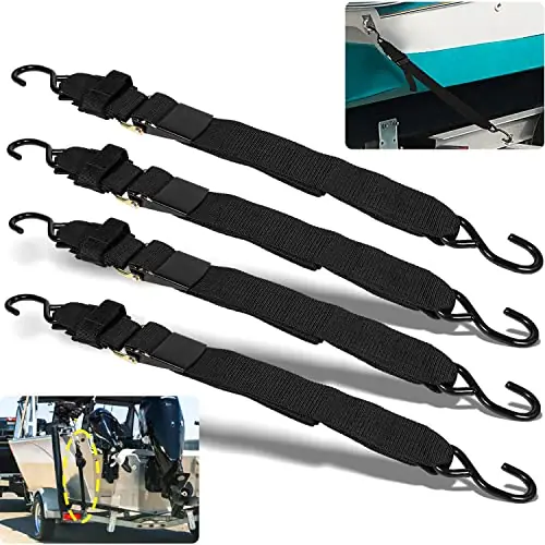 Top Rated 4 Pack Boat Tie Down Straps to Trailer, Extra Heavy Duty 2″ x 48’’ Boat Transom Straps for Boat Trailer Quick Release Buckle