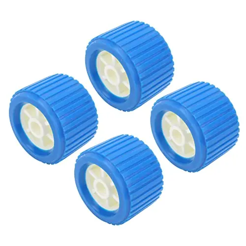 4 Pieces Marine Ribbed Wobble Roller 108x75x19mm Blue PP High Temperature Resistant for Boat Yacht Trailer Authentic